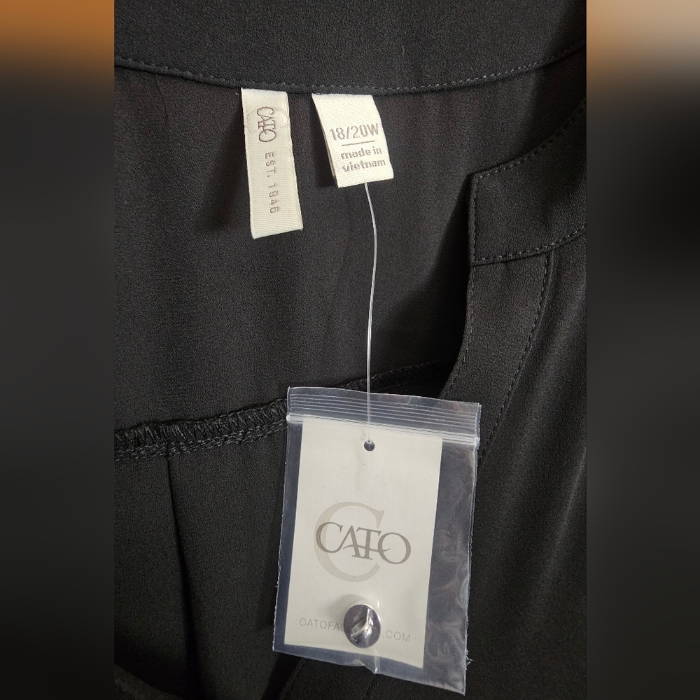 Cato womens black high low v neck blouse top shirt new with tags nwt 18 20W plus - Picture 3 of 10